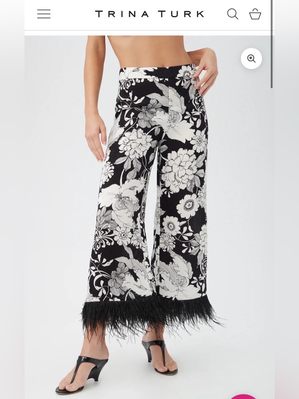 Trina Turk Short Weekend Ostrich Feather Trimmed Pant